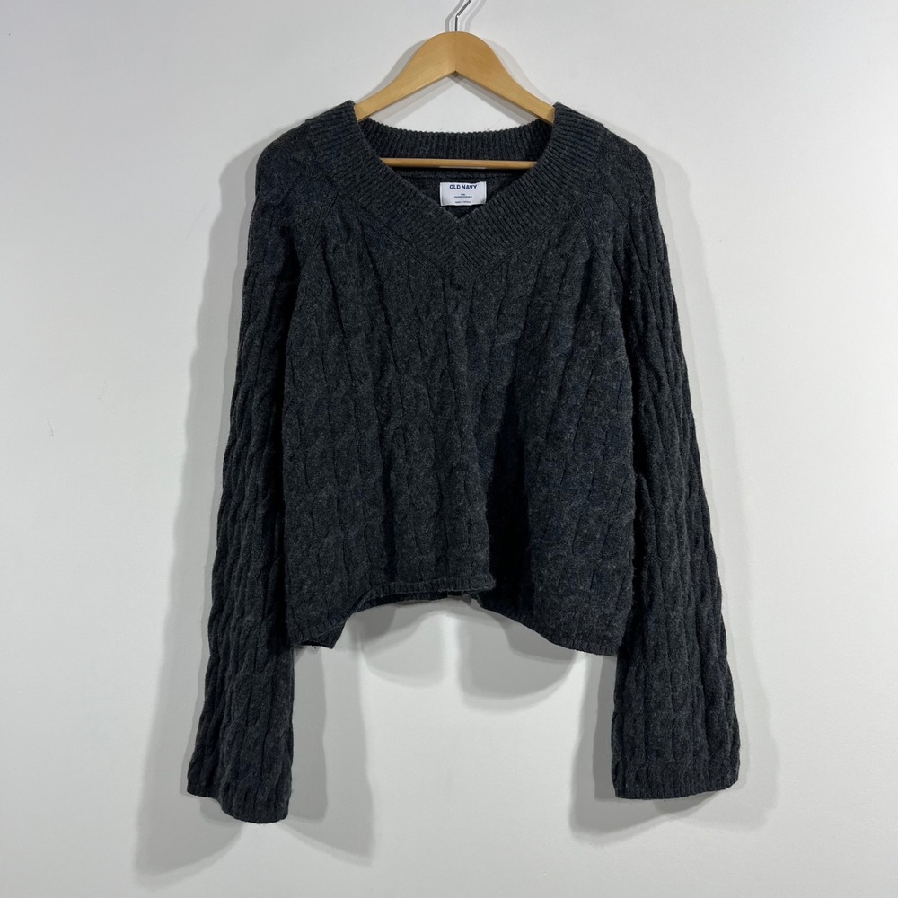 Old Navy Preppy Fisherman Granola Cable Knit Sweater Wool‎ Blend Womens XXL 90s